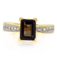 Anillo de Topacio Ahumado con Baño de Oro 14K