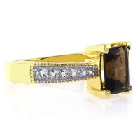 Anillo de Topacio Ahumado con Baño de Oro 14K