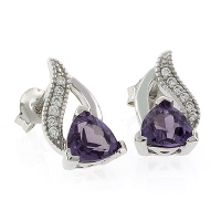Elegantes Aretes de Alejandrita ( Rosa/Morado ) en Plata .925