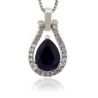 Elegante Dije de Plata Fina .925 con Zafiro Azul