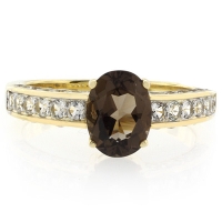 Anillo de Plata con Baño de Oro 14K y Topacio