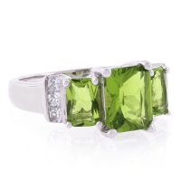 3 Stone Sapphire Sterling Silver Ring