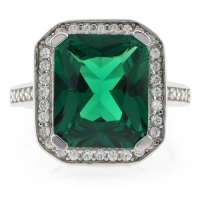 Anillo Lujoso de Esmeralda en Plata .925