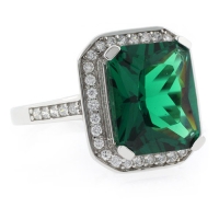 Anillo Lujoso de Esmeralda en Plata .925