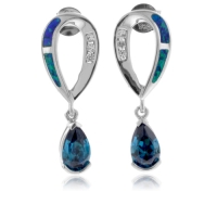 Aretes de Alejandrita y Ópalo Azul en Plata de Ley .925