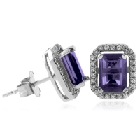 Hermosos Aretes de Alejandrita ( Morado/Azul ) en Plata de Ley .925