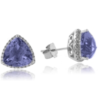 Aretes de Alejandrita Bicolor ( Morado/Azul ) en Plata .925