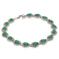 Hermosa Pulsera de Plata de Ley .925 con Esmeraldas