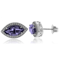 Hermosos Aretes de Alejandrita Bicolor ( Morado/Azul ) en Plata .925