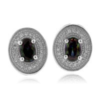 Aretes de Plata .925 con Topacio Místico e Incrustaciones