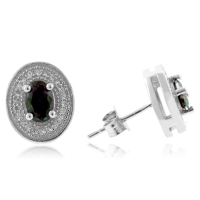 Aretes de Plata .925 con Topacio Místico e Incrustaciones