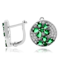 Aretes de Plata de Ley .925 con Gemas de Esmeralda