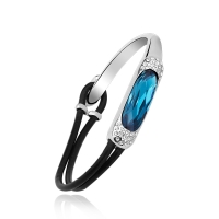 Pulsera Cristal Austriaco Azul con Baño de Oro Blanco 18K