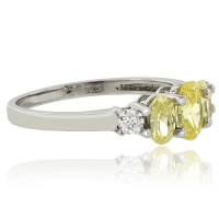 Anillo de Plata .925 con 3 Gemas de Citrina