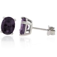 Elegantes Aretes con Alejandrita en Plata .925