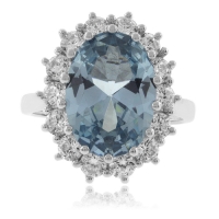 Precioso Anillo de Plata Fina con Aguamarina