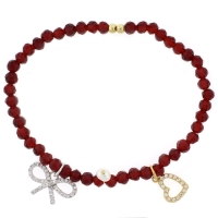 Preciosa Pulsera Roja con Plata Fina .925