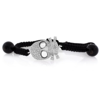 Pulsera con Calavera de Plata .925 y Cordón Ajustable