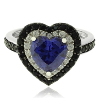 Anillo de Plata con Piedra Preciosa de Tanzanita en Forma de Corazón