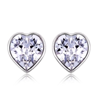 Aretes Blancos de Swarovski con Rodio En Forma De Corazón