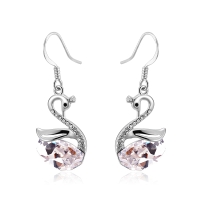 Aretes de Swarovski con Rodio en Forma de Cisne Color Blanco