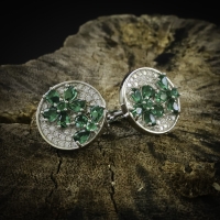 Aretes de Plata de Ley .925 con Gemas de Esmeralda