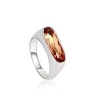 Anillo de Cristal Austriaco en Forma de Semilla Color Ambar