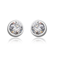 Aretes Color Blanco Corte Redondo con Cristal Austriaco