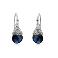 Aretes Corte Pera de Cristal Swarovski Color Azul
