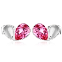 Aretes Rosas y Blancos de Swarovski en Forma de Corazón