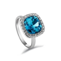 Hermoso Anillo de Cristal Austriaco Azul
