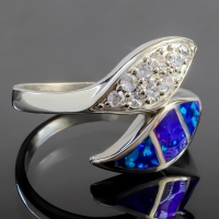 Anillo de Plata .925 con Opalo Australiano en forma de Hoja