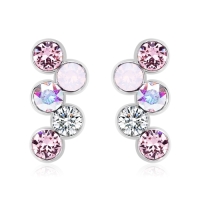 Aretes de Cristal Austriaco en Forma de círculos tonos rosas