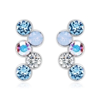 Aretes de Cristal Austriaco en Forma de círculos tonos en Azul