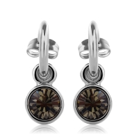 Aretes Redondos de Cristal Austriaco Negro