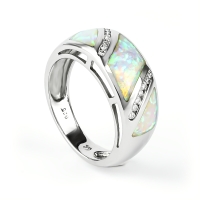 Hermoso Anillo de Ópalo Australiano Blanco
