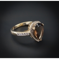 Anillo con Baño de Oro 14K y Topacio
