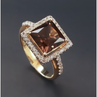 Anillo de Plata Esterlina con Topacio Ahumado Auténtico