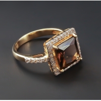 Anillo de Plata Esterlina con Topacio Ahumado Auténtico