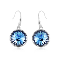 Aretes Redondos color Azul de Cristal Austriaco