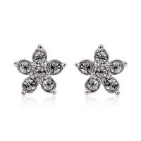 Aretes de Cristal Swarovski Color Blanco en Forma de Flor