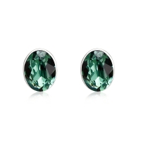 Aretes de Cristal Austriaco Azul en Plata de Ley