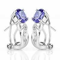 Aretes de Plata con Tanzanita Omega Clip