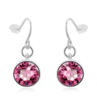 Aretes Elegantes de Cristal Austriaco Color Rosa