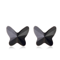 Lindos Aretes de Cristal Austriaco Mariposa Color Negro
