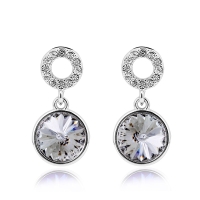 Aretes Redondos Cristal Austriaco En Color Blanco
