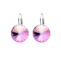 Aretes Circulares de Cristal Austriaco Rosa