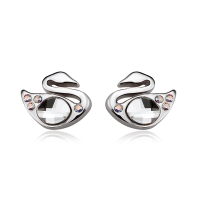 Aretes Color Blanco de Cristal Austriaco con Rodio en Forma de Cisne
