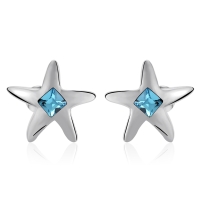 Aretes de Cristal Swarovski Color Azul en Forma de Estrella