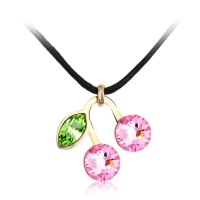 Collar Cristal Austriaco de Cerezas Color Rosa Claro